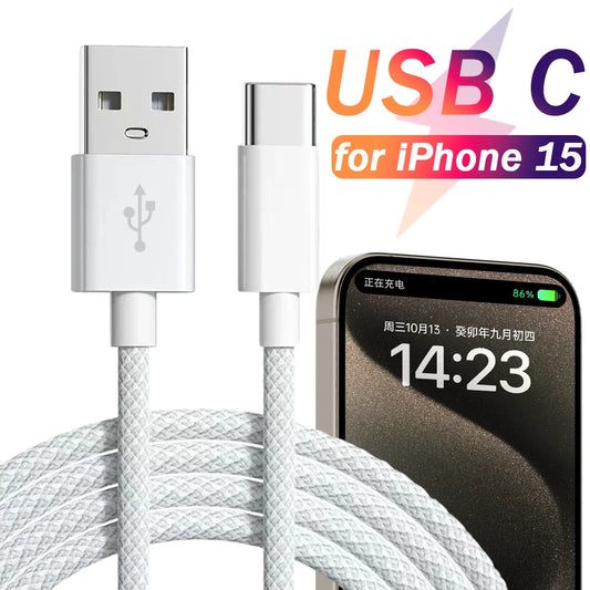 Câble USB C charge rapide, cordon tressé